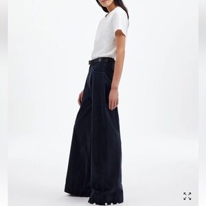 NWOT Madewell Black Superwide-Leg Pants Women’s Size‎ 32 velvet wide hem pockets